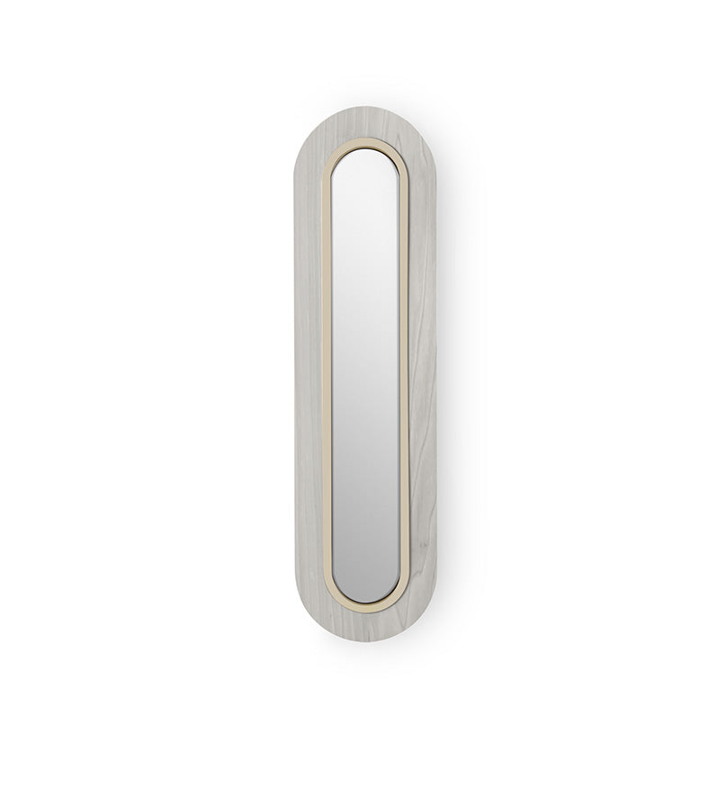 LZF Lens Super Oval Wandleuchte – Furnier Grau, Elfenbein