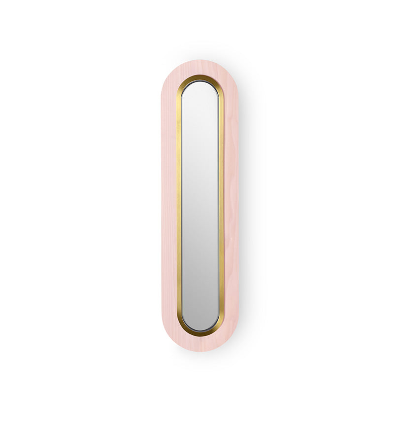 LZF Lens Super Oval Wandleuchte – Furnier Zartrosa, Gold
