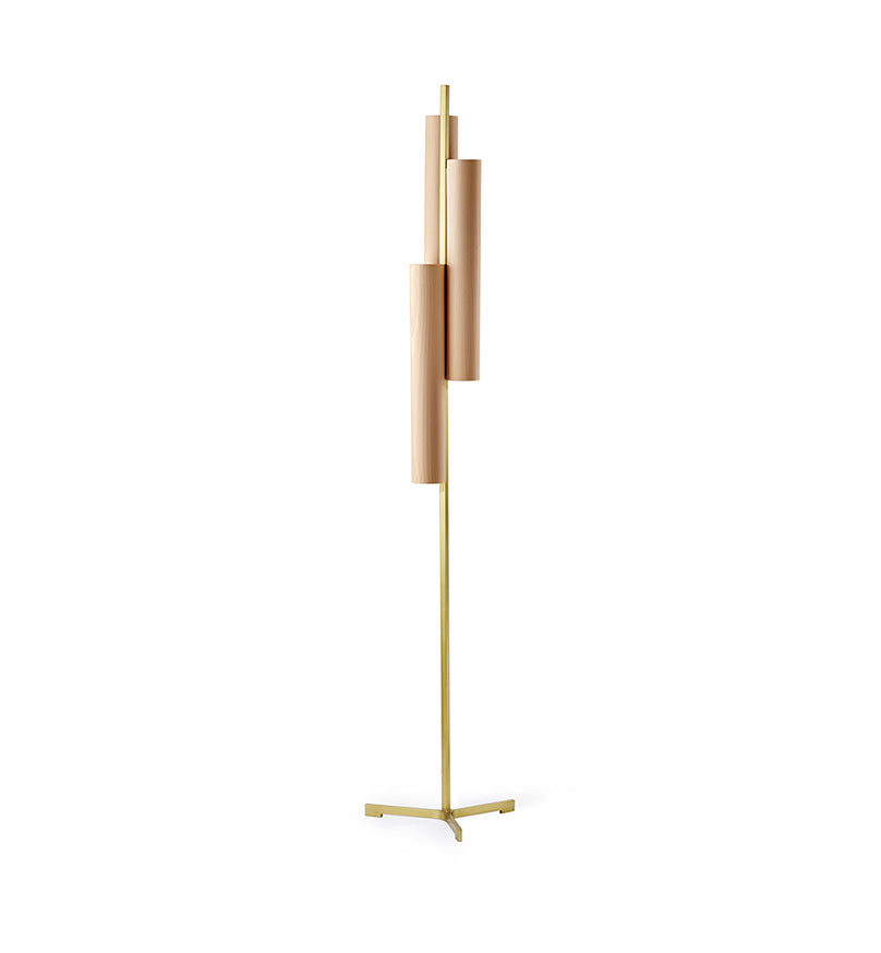 LZF Black Note Triplet Stehleuchte – Furnier Buche natur, Gold