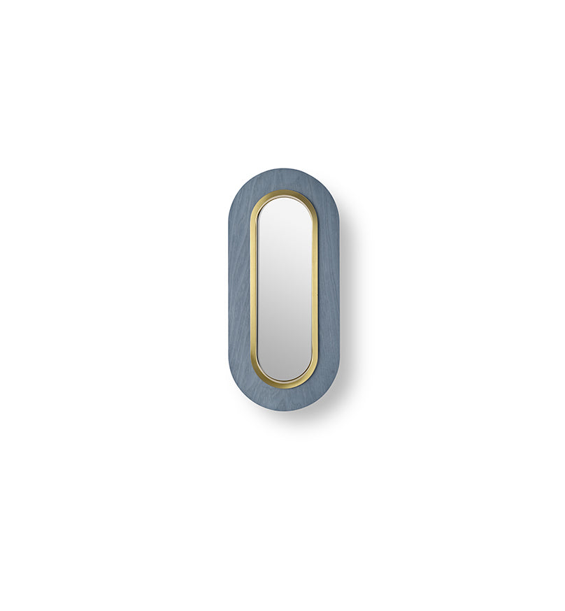 LZF Lens Oval Wandleuchte – Furnier Blau, Gold