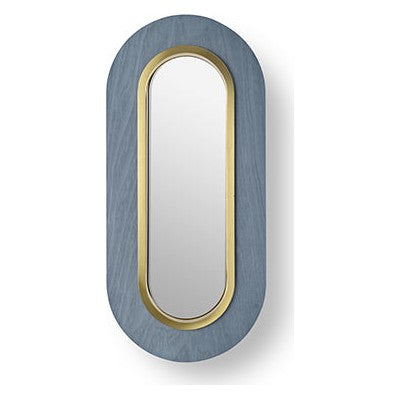 LZF Lens Oval Wandleuchte – Furnier Blau, Gold
