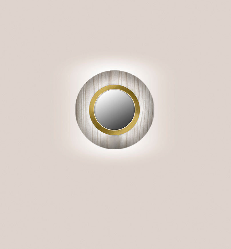 LZF Lens Circular Wandleuchte – Furnier Grau, Gold