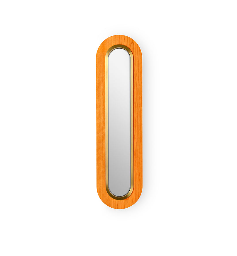 LZF Lens Super Oval Wandleuchte – Furnier Orange, Gold