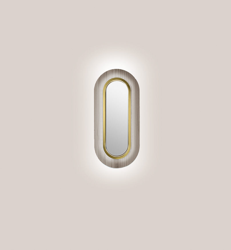 LZF Lens Oval Wandleuchte – Furnier Grau, Gold