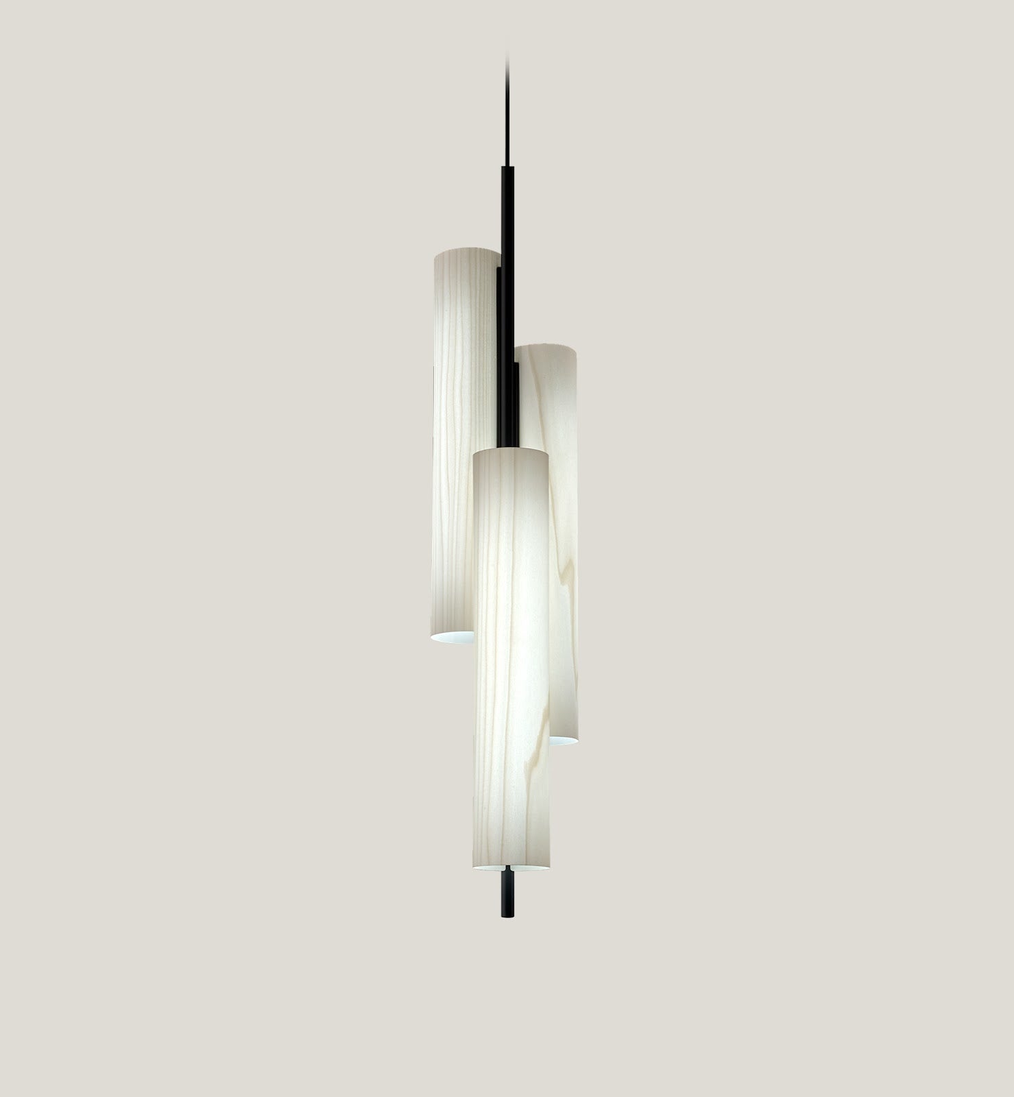LZF Black Note Triplet Pendelleuchte – Furnier Elfenbeinweiß, Schwarz