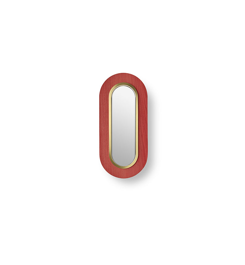 LZF Lens Oval Wandleuchte – Furnier Rot, Gold