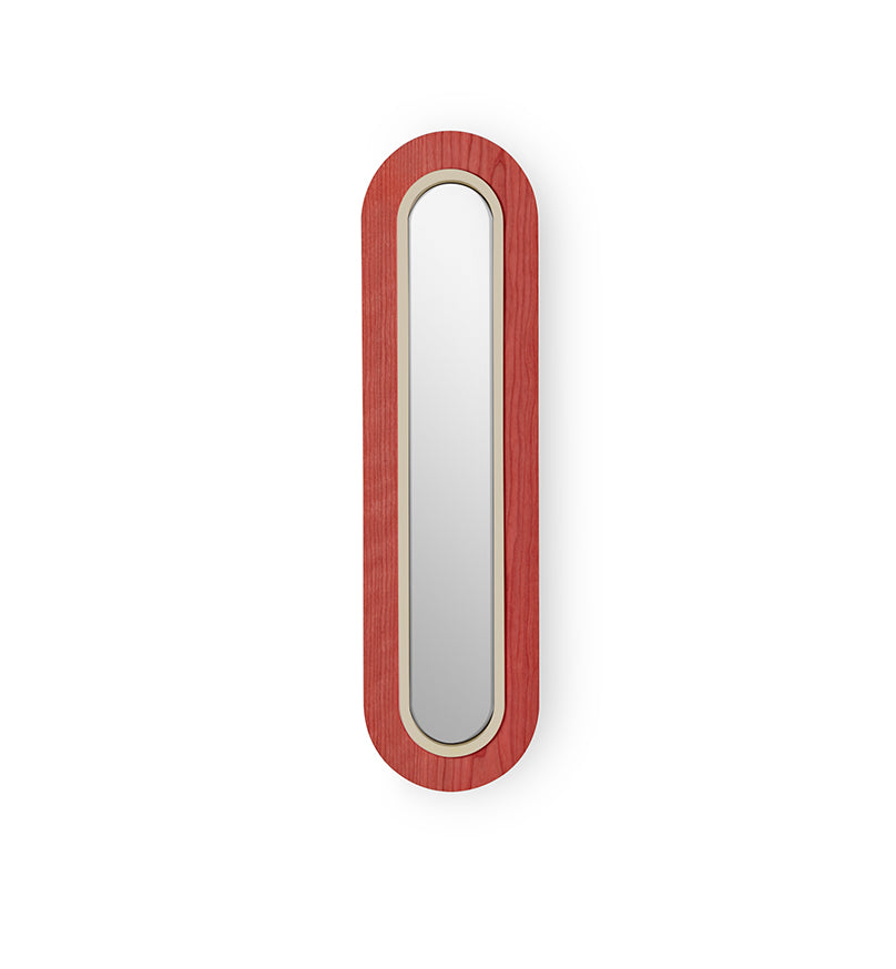 LZF Lens Super Oval Wandleuchte – Furnier Rot, Elfenbein