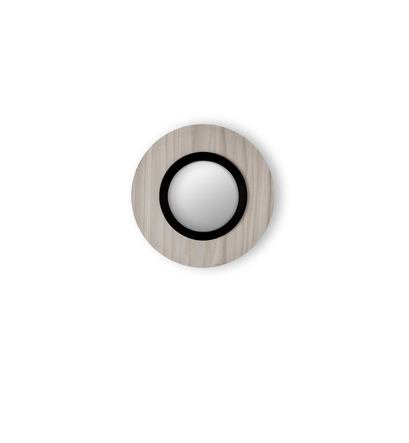 LZF Lens Circular Wandleuchte – Furnier Grau, Schwarz