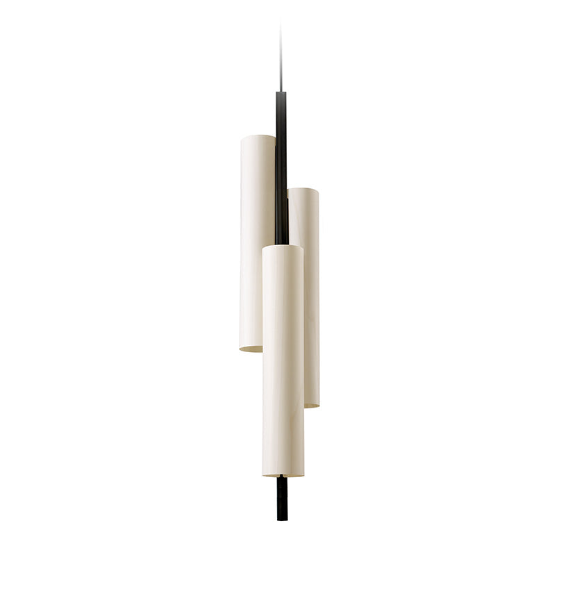 LZF Black Note Triplet Pendelleuchte – Furnier Elfenbeinweiß, Schwarz