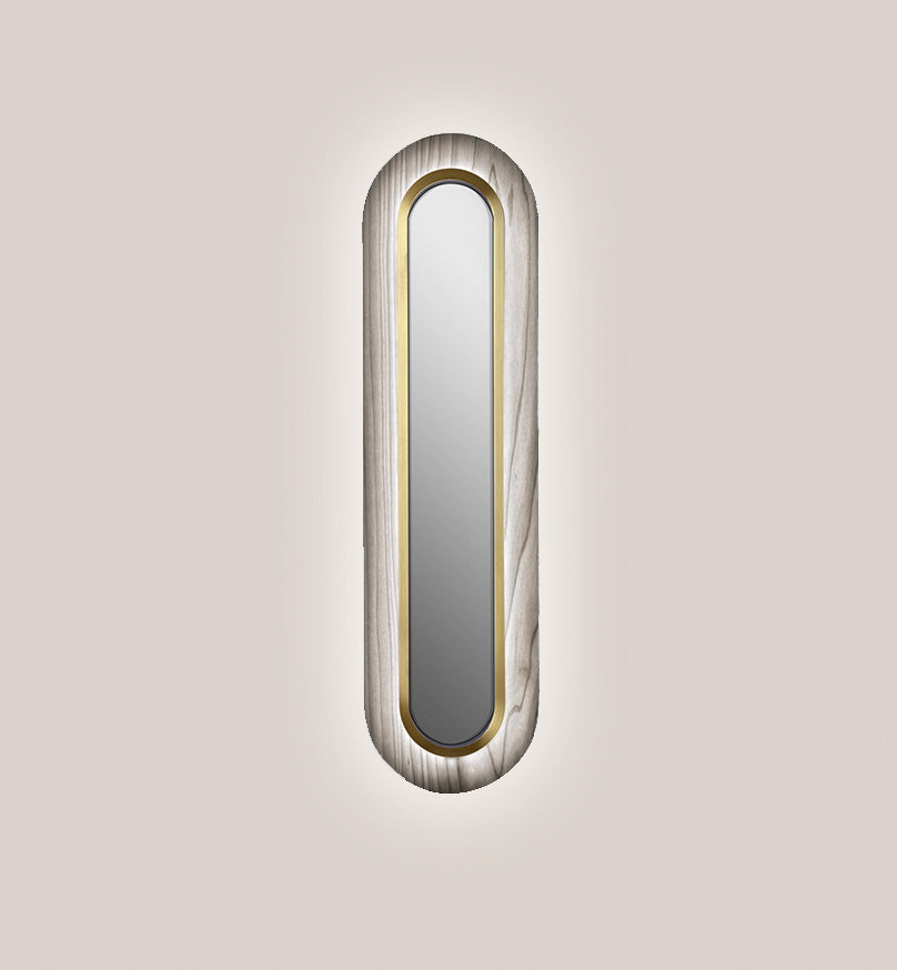 LZF Lens Super Oval Wandleuchte – Furnier Grau, Gold