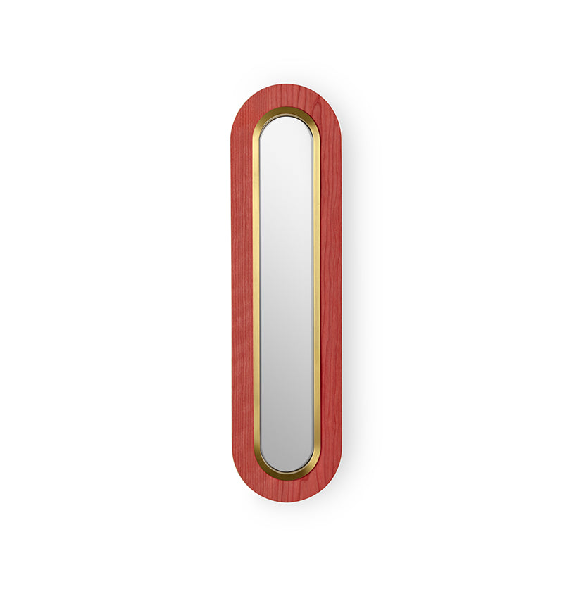 LZF Lens Super Oval Wandleuchte – Furnier Rot, Gold