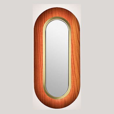 LZF Lens Oval Wandleuchte – Furnier Kirsche natur, Gold