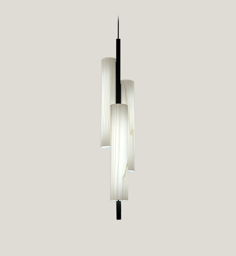 LZF Black Note Triplet Pendelleuchte – Furnier Elfenbeinweiß, Schwarz