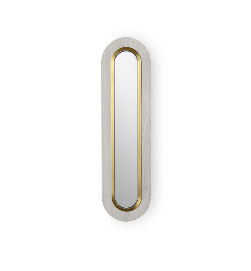 LZF Lens Super Oval Wandleuchte – Furnier Grau, Gold