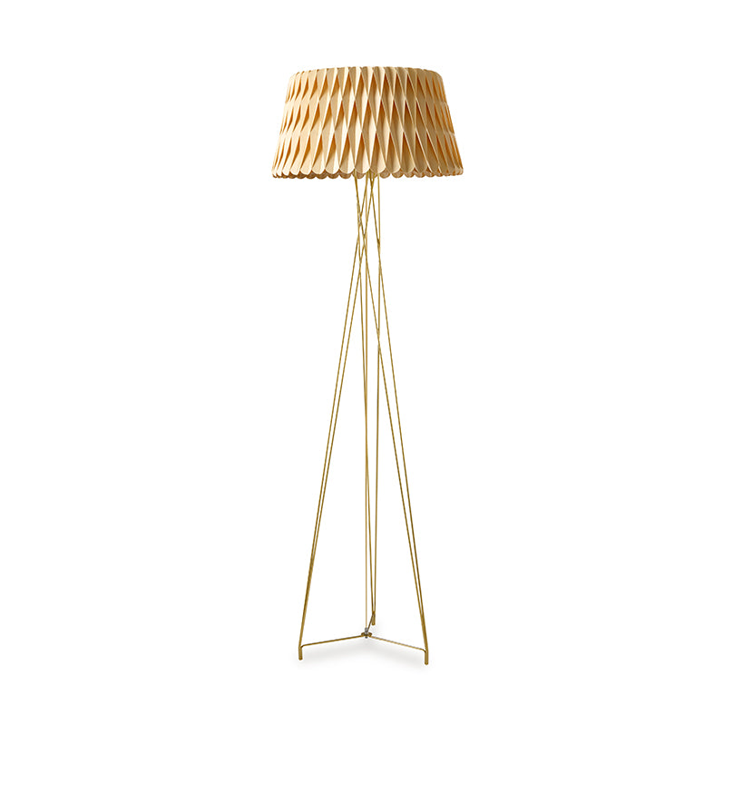 LZF Lola Stehleuchte – Furnier Buche natur, Gold