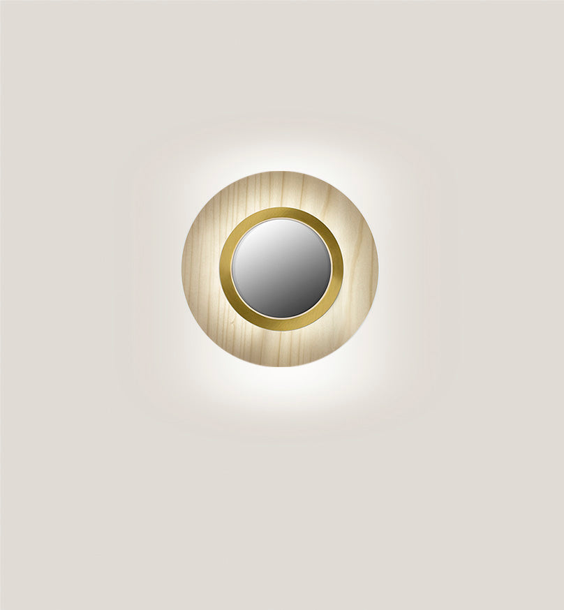 LZF Lens Circular Wandleuchte – Furnier Elfenbeinweiß, Gold