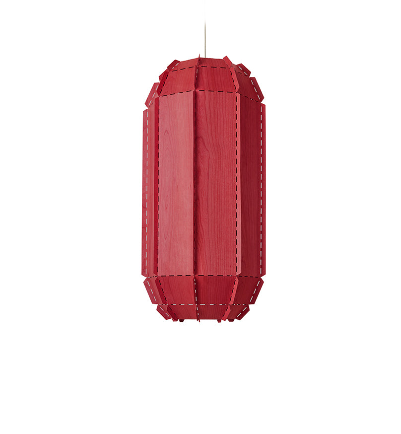LZF Stitches Tombuctu Pendelleuchte – Furnier Rot