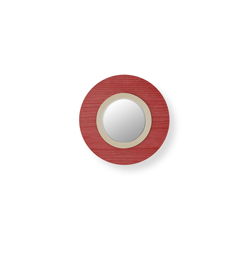 LZF Lens Circular Wandleuchte – Furnier Rot, Elfenbein