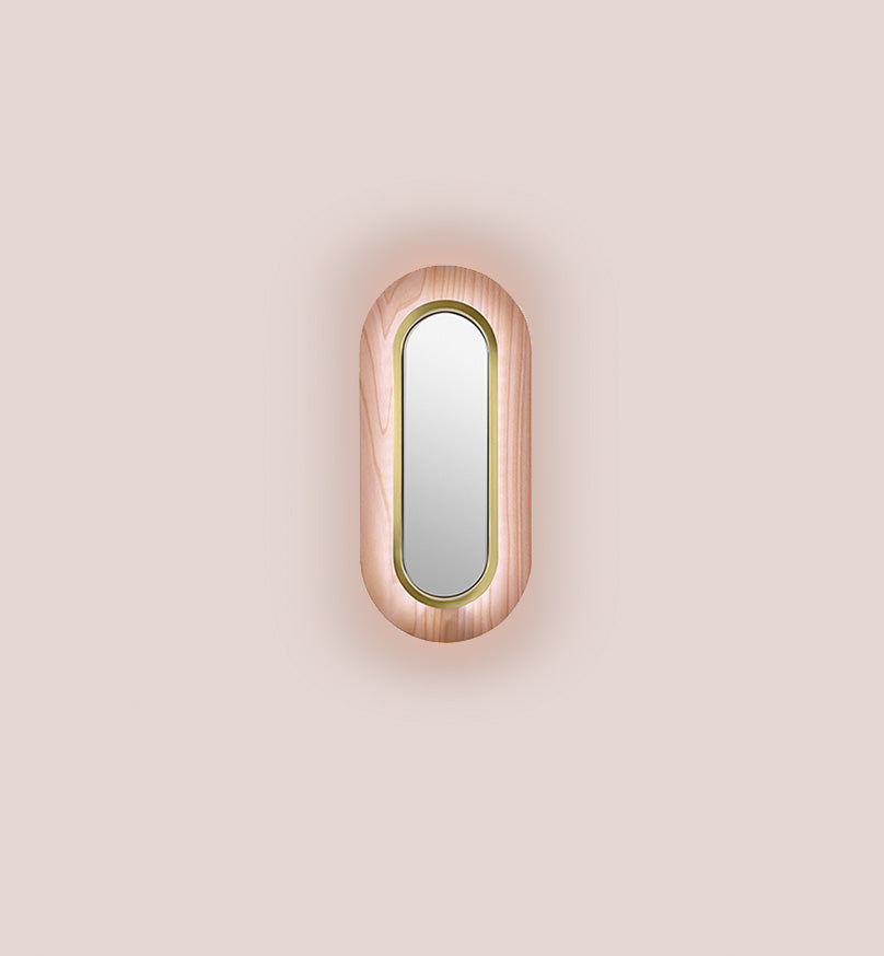 LZF Lens Oval Wandleuchte – Furnier Zartrosa, Gold