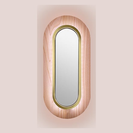LZF Lens Oval Wandleuchte – Furnier Zartrosa, Gold