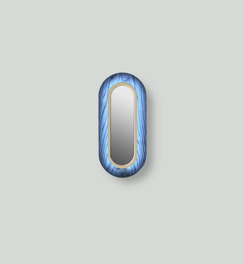LZF Lens Oval Wandleuchte – Furnier Blau, Elfenbein