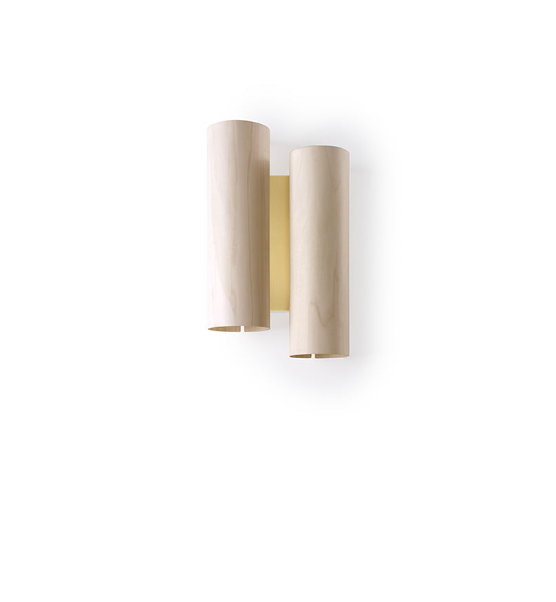LZF Black Note Duplet Wandleuchte – Furnier Elfenbeinweiß, Gold