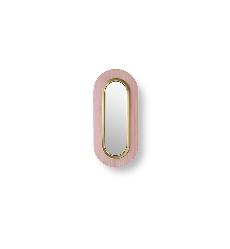 LZF Lens Oval Wandleuchte – Furnier Zartrosa, Gold