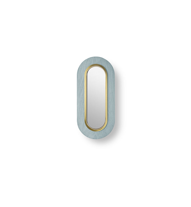 LZF Lens Oval Wandleuchte – Furnier Meeresblau, Gold