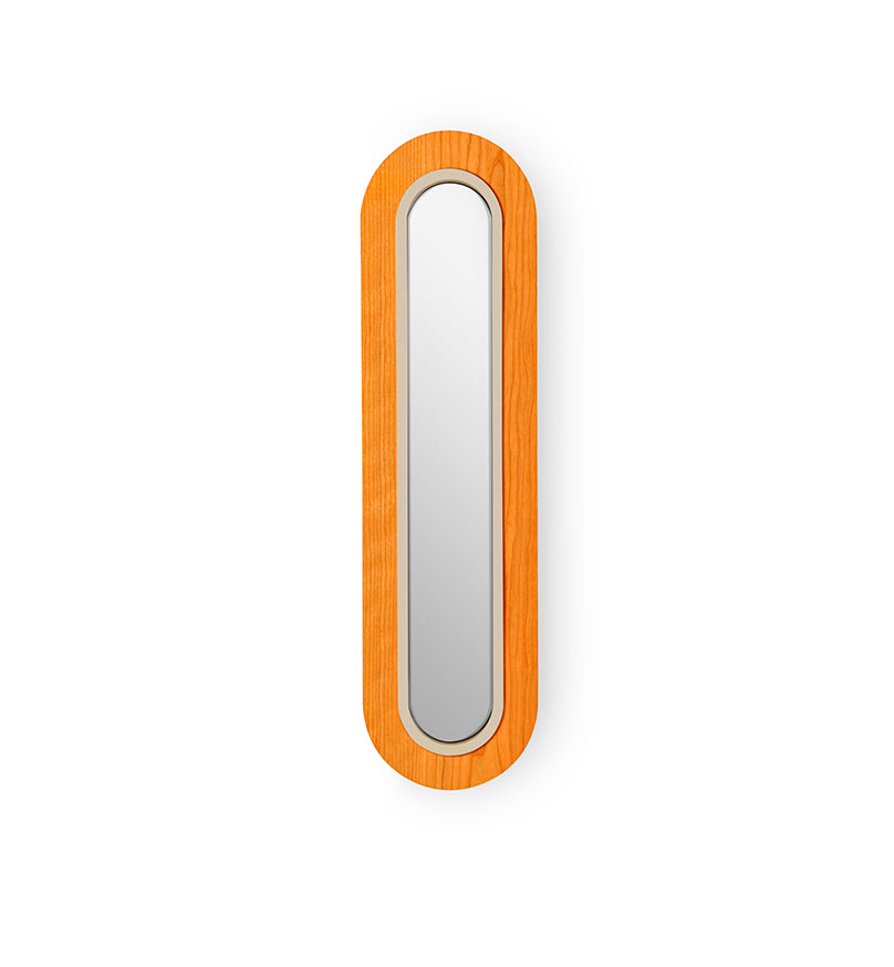 LZF Lens Super Oval Wandleuchte – Furnier Orange, Elfenbein