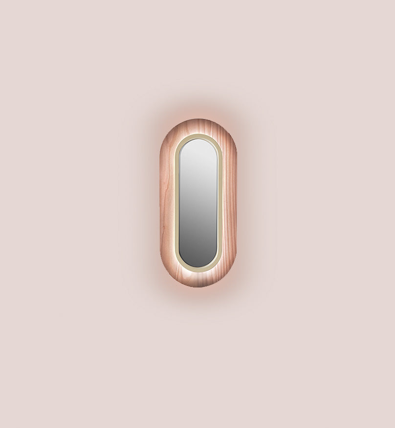 LZF Lens Oval Wandleuchte – Furnier Zartrosa, Elfenbein