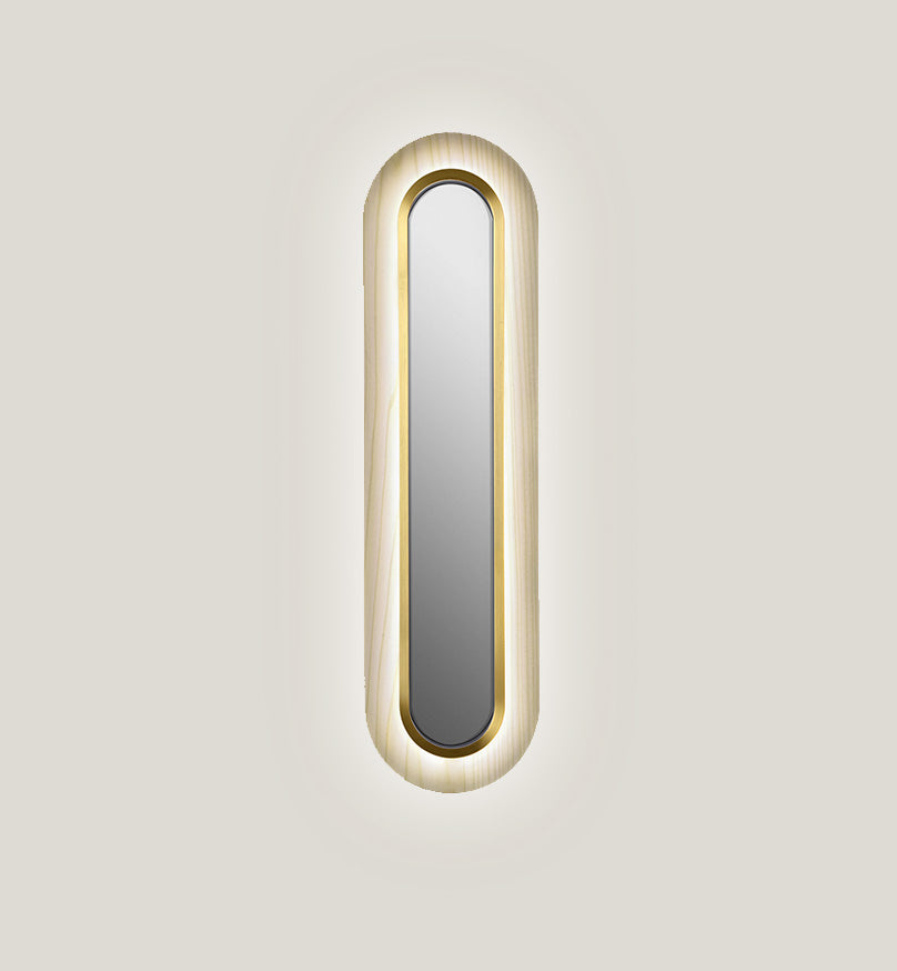 LZF Lens Super Oval Wandleuchte – Furnier Elfenbeinweiß, Gold
