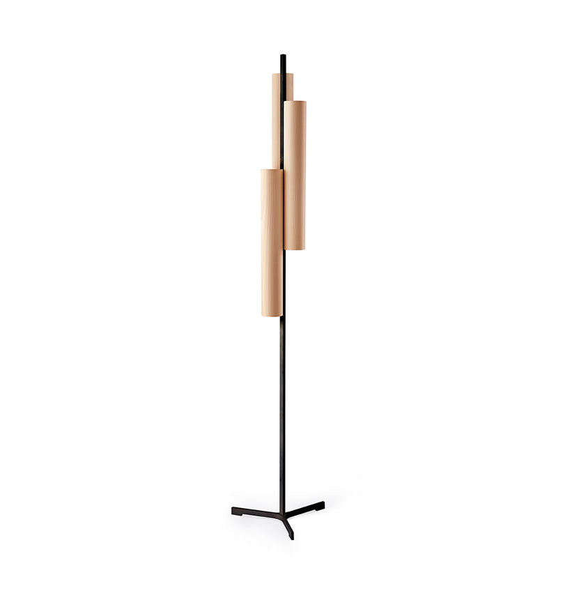 LZF Black Note Triplet Stehleuchte – Furnier Buche natur, Schwarz