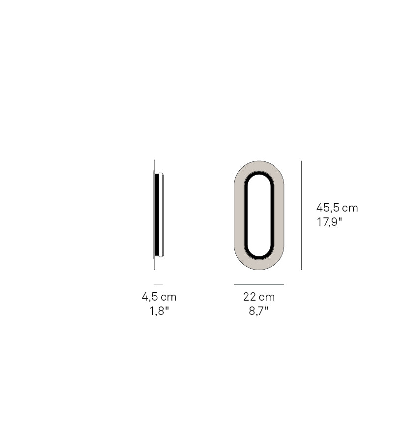 LZF Lens Oval Wandleuchte – Maßzeichnung