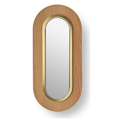 LZF Lens Oval Wandleuchte – Furnier Kirsche natur, Gold