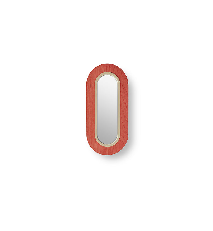 LZF Lens Oval Wandleuchte – Furnier Rot, Elfenbein