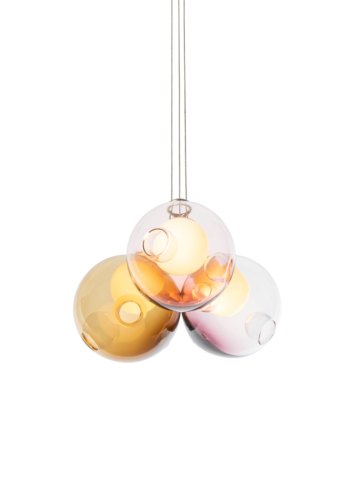 Bocci 28 Cluster Pendelleuchte – 28.3 – 3 Pendel, Ø152 mm Baldachin rund, farbig, 2700 K