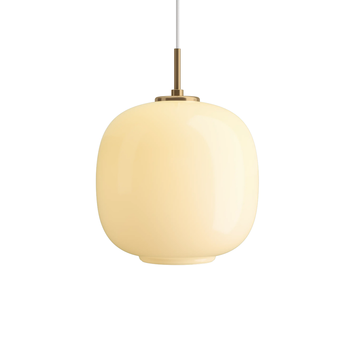 Louis Poulsen VL 45 Radiohus Pendelleuchte – Brass/glossy pale yellow glass, Ø 250, 1x100W E27