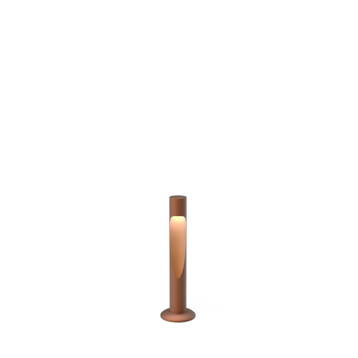 Louis Poulsen Flindt Garden Pollerleuchte – Cortenfarben, KURZ, LED 3000K 6.5W · Fußplatte o/adapter