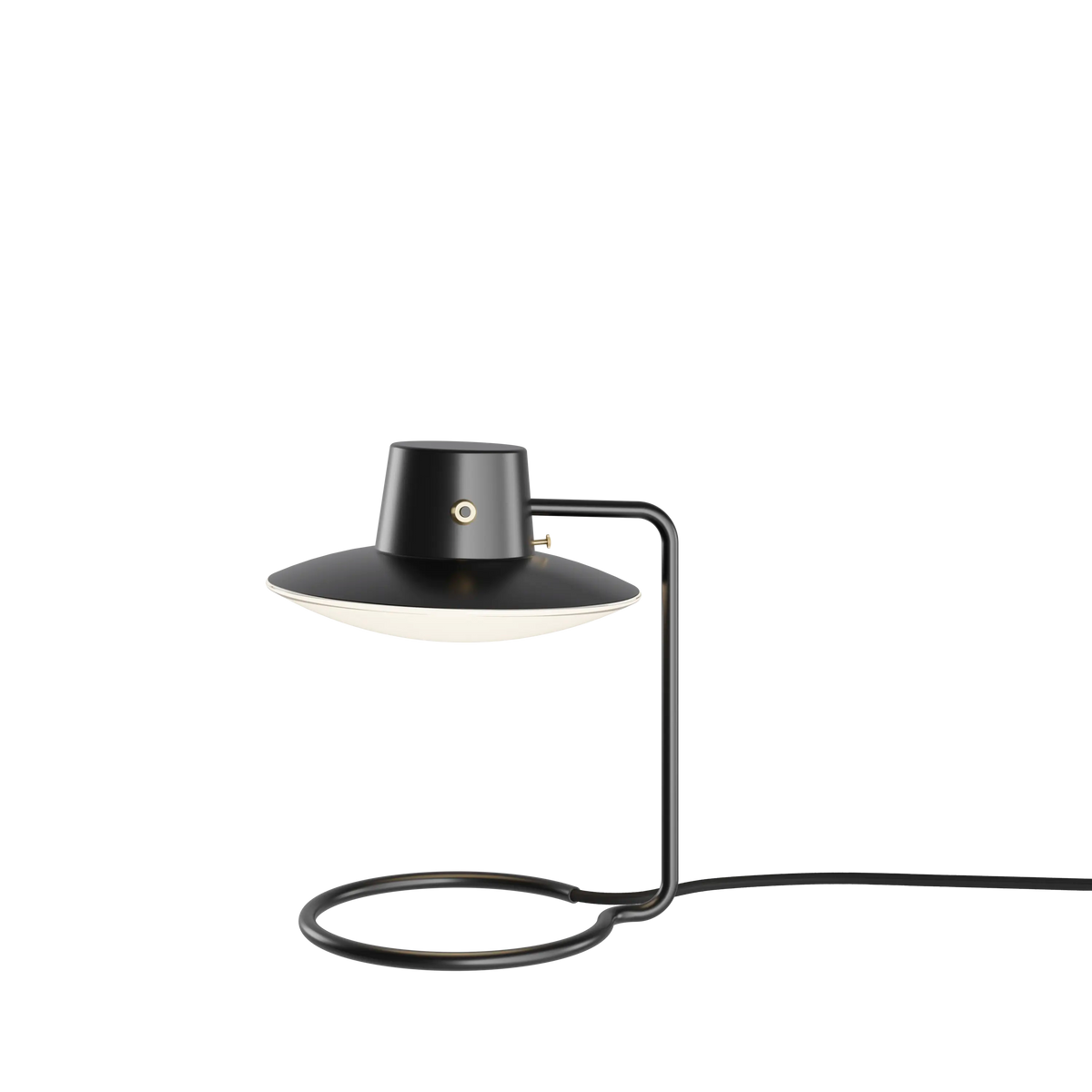 Louis Poulsen AJ Oxford Tischleuchte – Metal black/opal glass, 280 mm, Schwarz schnur · Leuchtenfuß · M/SCHIRM