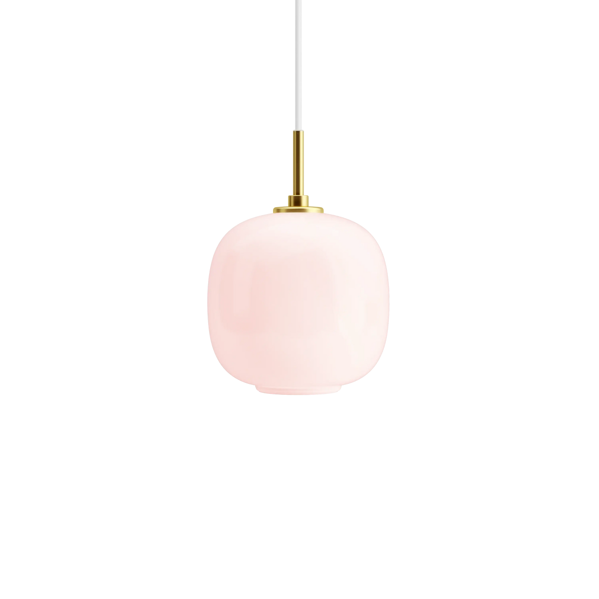 Louis Poulsen VL 45 Radiohus Pendelleuchte – Brass/glossy pale rose glass, Ø 175, 1xE14