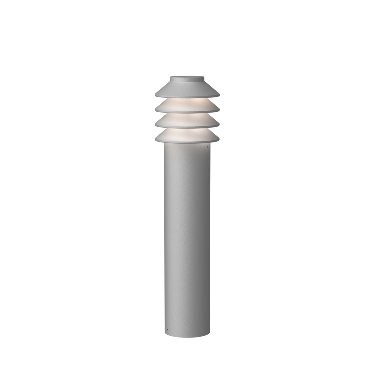 Louis Poulsen Bysted Garden Pollerleuchte – Aluminiumfarben struktur, LANG, LED 4000K 14W · Fußplatte o/adapter