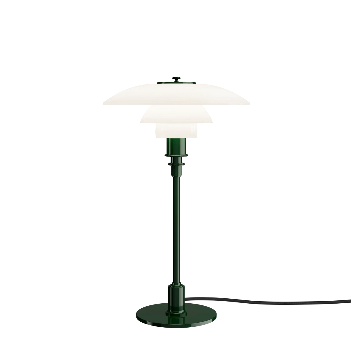 Louis Poulsen PH 3/2 Tischleuchte – Glossy deep green, Schwarz schnur
