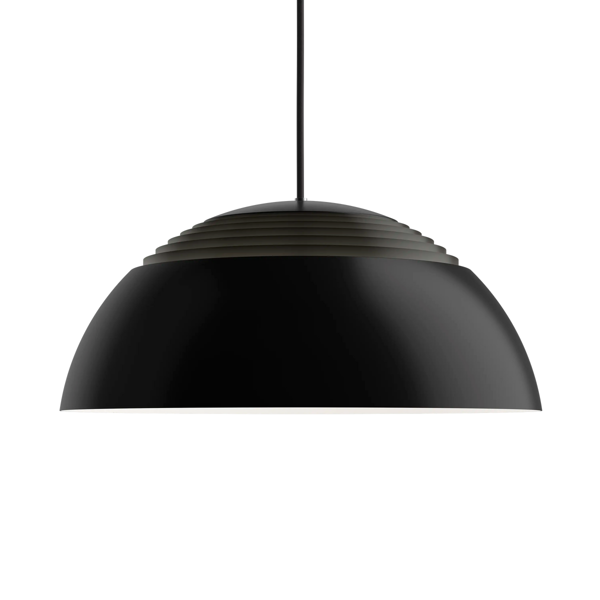 Louis Poulsen AJ Royal Pendelleuchte – Schwarz, Ø 500, LED 2700K 30W · Schwarz Textilkabel