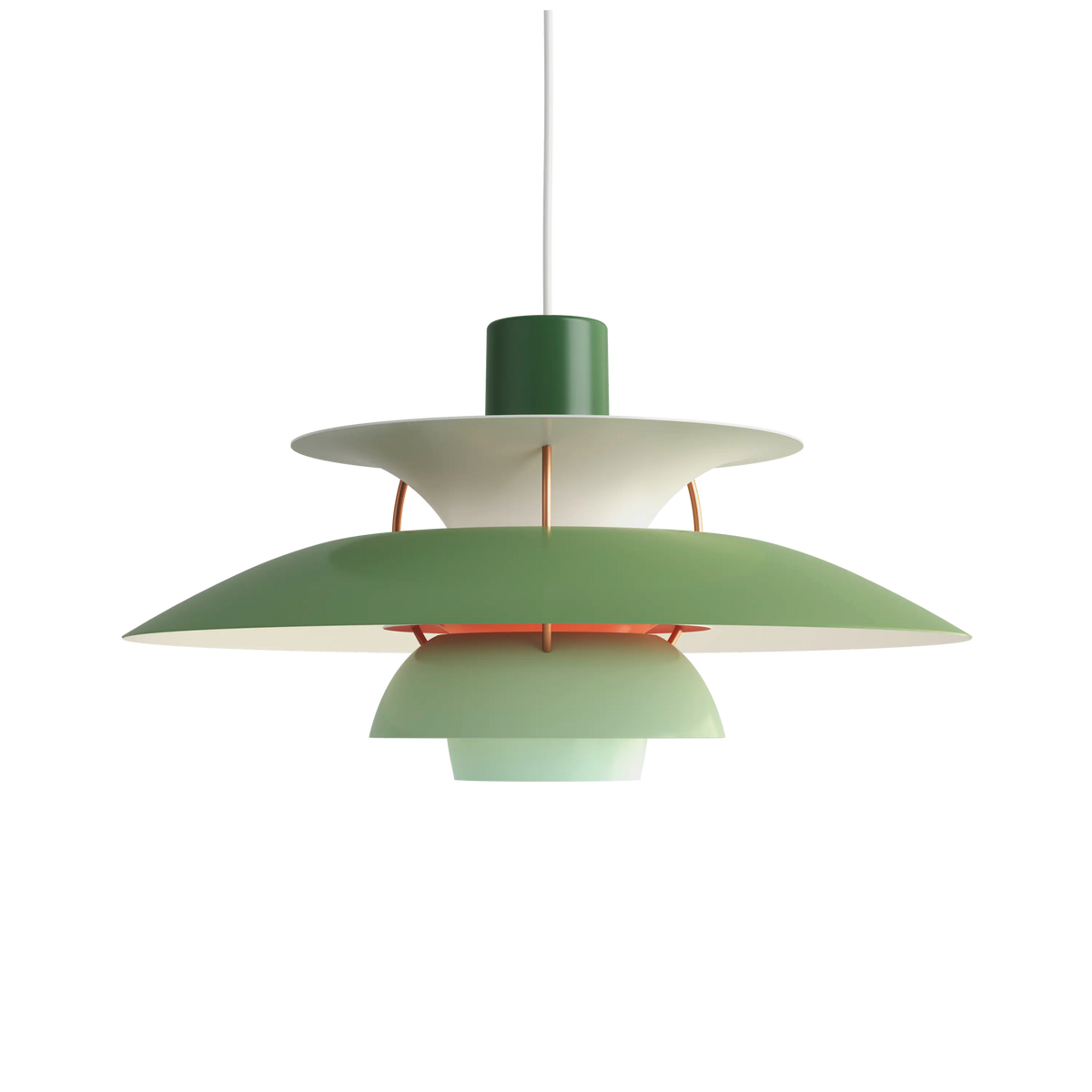 Louis Poulsen PH 5 Pendelleuchte – Hues of green, Ø 500, 1x75W E27 · Weiß Textilkabel