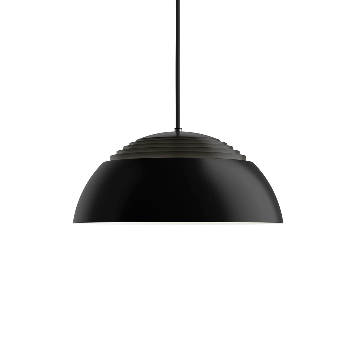 Louis Poulsen AJ Royal Pendelleuchte – Schwarz, Ø 370, LED 2700K 16W · Schwarz Textilkabel
