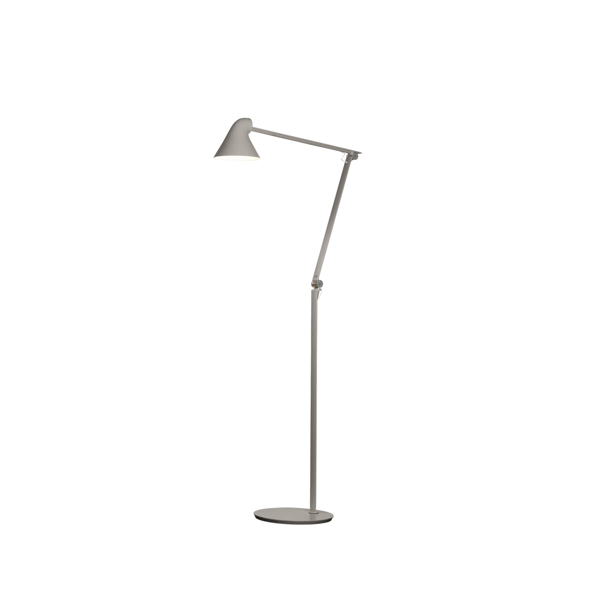 Louis Poulsen NJP Stehleuchte – Light aluminium grey, LED 3000K 10W · Schwarz schnur