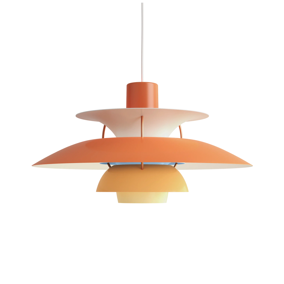 Louis Poulsen PH 5 Pendelleuchte – Hues of orange, Ø 500, 1x75W E27 · Weiß Textilkabel
