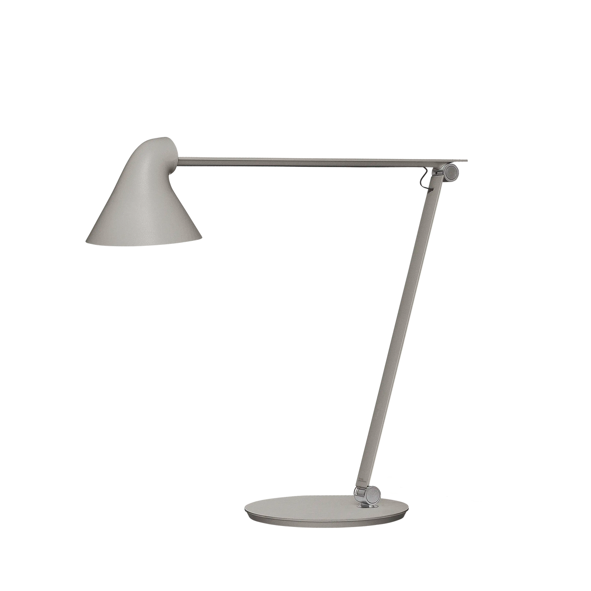 Louis Poulsen NJP Tischleuchte – Light aluminium grey, LED 3000K 10W · Schwarz schnur · Leuchtenfuß