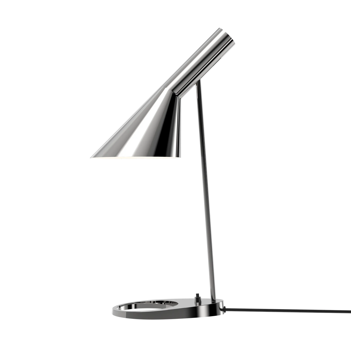 Louis Poulsen AJ Tischleuchte – Stainless steel polished, 1x20W 1x20W E27 · Schwarz schnur