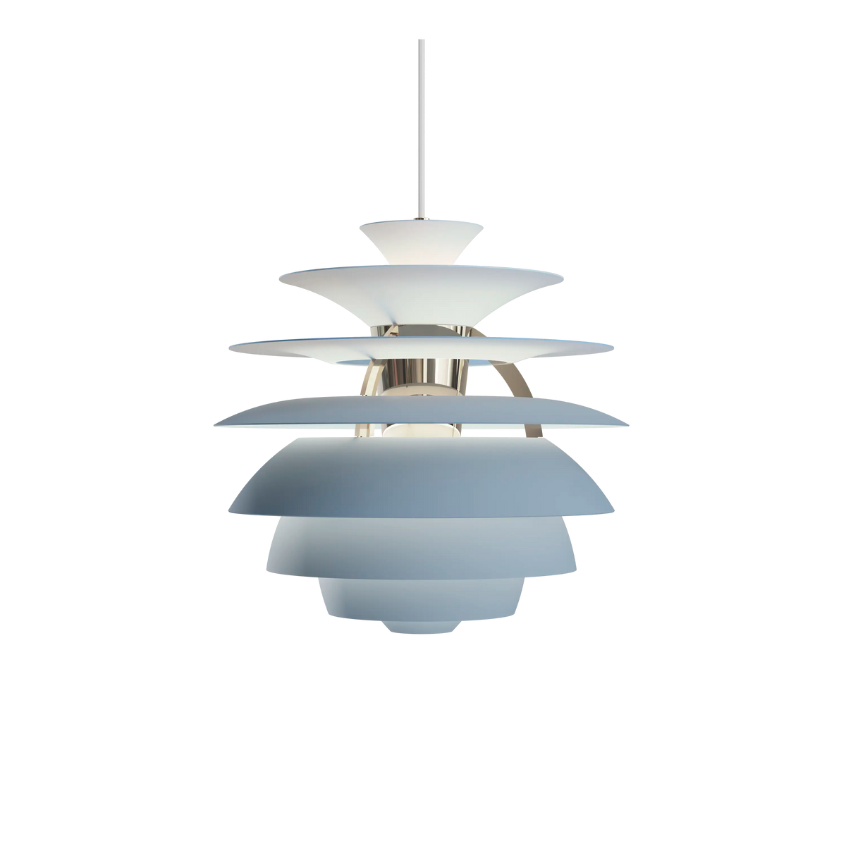 Louis Poulsen PH Snowball Pendelleuchte – Dusty blue/high lustre chrome plated, 1x70W E27
